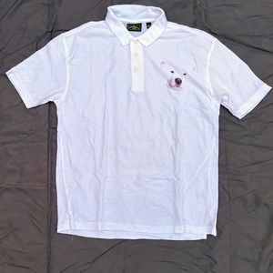 Men’s large white shirt with Samoyed on left chest
